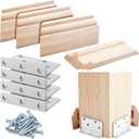 Blulu 1 Set 3" Newel Post Mounting Kit 4 Pcs L Bracket Post Fasteners with 4 Pcs Maple Wood Skirt Trim and Screws for Square Newels Fastening Handrails Railings Balustrades to Stairs and Floors