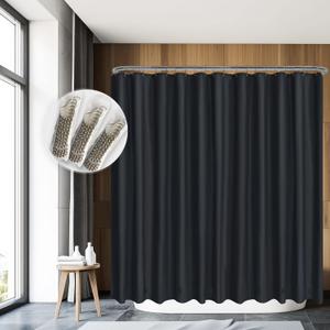 Barossa Design Clawfoot Tub Shower Curtain with 12 Magnets - 36 Metal Hooks Included, 180" W x 70" H Wrap Around, Waterproof PEVA Shower Liner for Bathroom, PVC Free, Metal Grommets - Black, 180x70
