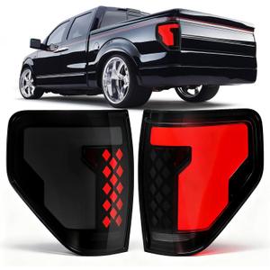 Sequential LED Tail Lights for Ford F-150 20092014, Lucky 7 Animated Startup, Smoked Lens, Full LED Rear Brake Lamp Assembly, Weatherproof, Driver & Passenger Side (Not for Flareside)
