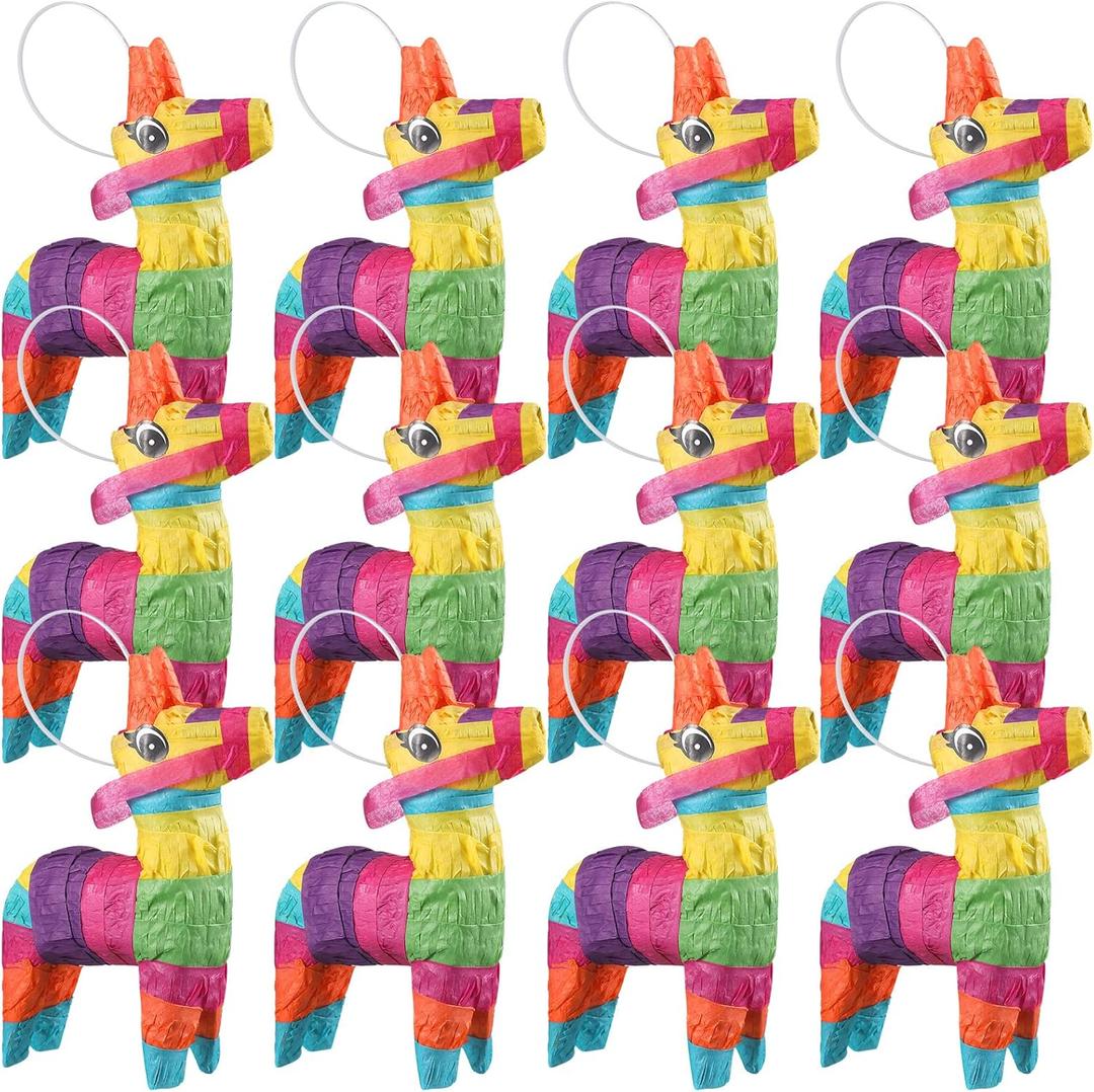 Kathfly 12 Pcs Mini Donkey Piatas Small Mexican Piata Cactus Fiesta Decorations Mexican Party Decorations Cinco De Mayo for Fiesta Theme Birthday Party Supplies (Cute Donkey)