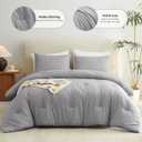 CozyLux King Size Comforter Set Grey, 3 Pieces Solid Comforters King Size Breathable Quilted Bedding Sets, Gray Luxury Soft Lightweight Bed Set with Down Alternative Comforter and 2 Pillowcases