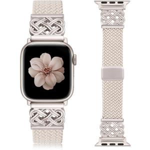 TOYOUTHS Braided Magnetic Band Compatible with Apple Watch Bands 38/40/41/42/44/45/46/49mm Women Men, Dressy Celtic Metal Stretchy Elastic Strap for iWatch Series 11 10 9 8 7 6 5 4 SE/Ultra 3 2 1