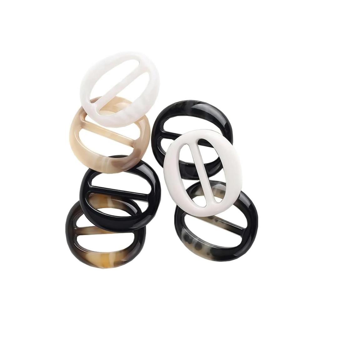 6 Pcs 5CM Multicolor Fashion Resin T Shirt Clips Simple Tee Shirt Rings Clasps Elegant Scarf Buckles Slides Waistband Neckerchief Clasps Sewing Notions and Supplies for Women Girls