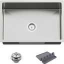 Kitchen And Bar Sink, 27x18 Inch Stainless Steel Undermount Modern Single Bowl Kitchen And Bar Sink Combo-Silicon Mat,Drain Strainer Set Compatibility With Various Kitchen&Bar Style, 18 inchD x 27 inchW x 9 inchH