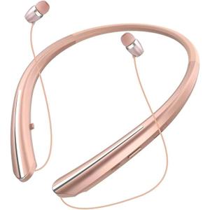 Tyxmere Bluetooth 5.0 Neckband Bluetooth Headphone, Sweat Resistant Noise Cancelling Stereo Headphones, and Retractable Ear Tips for Music, Conference, Videos (Pink)