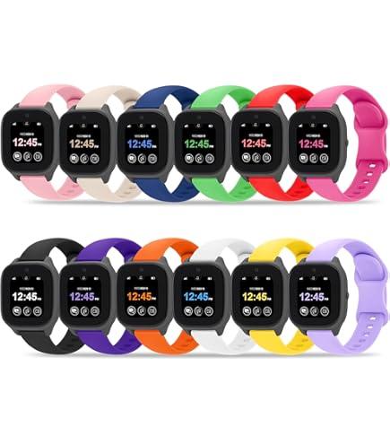 12 Pack Bands Compatible with Gizmo Watch 3 2 1/Gabb Watch 3e 3 2 1/SyncUP Watch/Cosmo JrTrack Watch Band, Soft Silicone Breathable Sport Replacement Strap