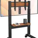 Perlegear Motorized Mobile TV Stand on Wheels for 3786 Inch TVs up to 154 lbs, Electric Height Adjustable Rolling TV Stand, VESA 200x200600x400mm, Wooden Shelf & Panel, PGTVMC26B
