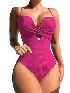 Milumia Women's Criss Cross Push Up Onepiece Swimsuit Cut Out Spaghetti Strap Bathing Suit Hot Pink X-Large Milumia Women's Criss Cross Push Up Onepiece Swimsuit Cut Out Spaghetti Strap Bathing Suit Hot Pink X-Large
