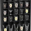 Shot Glass Display Case for Wall, Wood Holds Set of 30 Glasses Shot Glass Holder Display Shelf, 17'' x 12''-3'' x 2''Removable partition (Black)