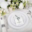 WELLIFE 350Pcs Silver Plastic Plates for 50 Guests - Disposable Dinnerware Set, Party Supplies Includes 100 Silver plates,150 Silverware,50 Napkins,50 Cups, Plastic Plates for Party and Wedding