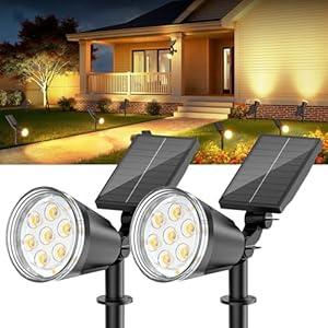 Solar Lights Outdoor Spot Light: 4 Pack 120&180 Adjustable Bigger LED Solar Spot Lights Outdoor Waterproof - Landscape Lighting Spotlights for Garden, Yard, Pathway, Tree, Flag, Wall (Warm White)