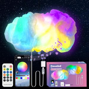 Cloud LED Lights for Bedroom - Aesthetic Mood Light, Music Sync App Control Wall Light, 3D Ceiling Lamp Color Changing Strip Lights, Cool Stuff for Kids Room Decor, Cool lights for Room Decorations (1 Set)
