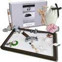 SRAYW Zen Garden Kit for Desk Decor. 11x7.5'' Beautiful Japanese Mini Zen Garden Meditation Gifts Set for Home,Office DeskMeditation Room.6 Tools  18 Accessories. Zen Sand Tray Therapy
