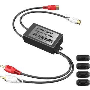 Gold Coating RCA Noise Filter Hum Eliminator Ground Loop Noise Isolator Feedback Loop Isolator for Stereo Home Theater Car Audio Player Eliminate Hum from Car Audio Systems/Home Stereos