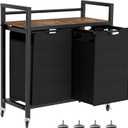 SwaaVee Laundry Hamper, Laundry Basket, Laundry Sorter with 2 Removable Bags, Clothes Basket with 2 Compartments, Wheels, Shelf for Laundry Room Bathroom Bedroom (2 Bags-Black)