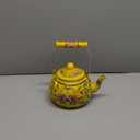 Enamel Tea Kettle with Ceramic Handle and Infuser 2.2L Water Kettle Coffee Pot Classic Floral Tea Kettle Steel Teapot for Stovetop Induction Cooker No Whistling Yellow (2.3 Quarts)