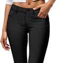 Hybrid & Company Women's Ultra Stretch Mid Rise Skinny Capri Pants with Pockets, Black Large