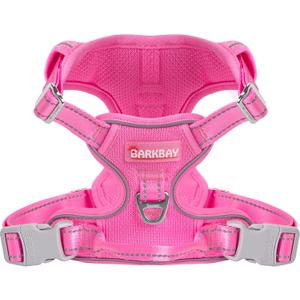 BARKBAY Dog Harness No Pull Mesh for Small Dogs - Adjustable, Reflective, Comfortable, No Choke, Heavy-Duty - Perfect for Outdoor Training, Walking, and Hiking - Strong & Durable - XS & Pink Mesh