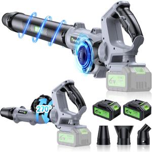 Electric Leaf Blower Cordless, 900,000 RPM, 2 x 4.0Ah Batteries & Charger, Handheld Leaf Blowers for Lawn Care, 5 Speed Mode, Portable Lightweight Grass Blower for Yard, Patio Use(Dark Blue)