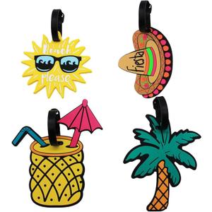Mziart Unique Luggage Tags Set of 4 Cute Summer Beach Holiday Travel Suitcase Bag Identify Baggage Label