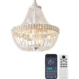20“ Crystal Chandelier Ceiling Fan with Lights, (Retro White)