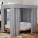 Grey Canopy Bed Curtains - 4 Corner Post Bed Curtains Canopy Queen Bed Canopy Curtains for Adults Girls Bedroom Decoration(Grey, Queen) (61"W x 78"L (Pack of 1))