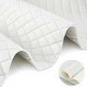 SmoothNovelty 2.1 Yards Diamond Quilted Vinyl Headliner Material 55 in Wide Faux Leather with Foam Backed 2" x 3" Diamonds Pattern Fabric for Car Furniture Upholstery(White)