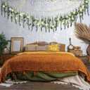 Juexica Fall Artificial Eucalyptus Wall Hanging Boho Decor with LED Light Bedroom Wall Farmhouse Nursery Decor with LED String Lights for Fall Home Office Bathroom Kitchen(Green)