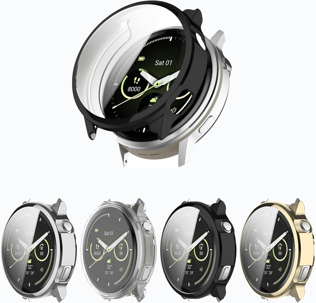 [4-Pack Screen Protector Case Compatible with Garmin Venu 4 41mm Smartwatch, Soft TPU Plated Case Anti-Scratch Cover Rugged Bumper Full Cover Shell for Women Men