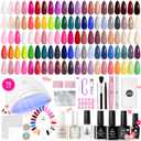 Beetles Gel Nail Polish Kit with U V Light-75PCS Chic Outfits 45 Colors Gel Polish Starter Kit,Soak Off All Season Gel Nail Kit with 5PCS Base Top Coat Nail Art Tools-Perfect Manicure Kit for Women