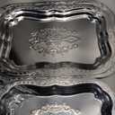 3Pack Silver Serving Trays Set,Vintage Floral Engraved Mirror Decorative Tray,Silver Platter Tray for Whiskey, Cookies, Charcuterie, Snacks, Desserts, Fruit, Party Food Display
