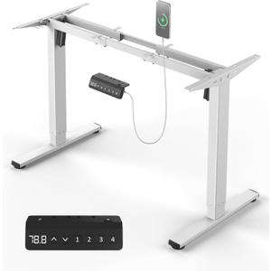 Standing Desk Frame, Electric Stand up Desk Frame Height Adjustable Table Legs Sit Stand Desk Frame, Dual Motor Ergonomic Standing Desk Base Workstation, Frame Only, White