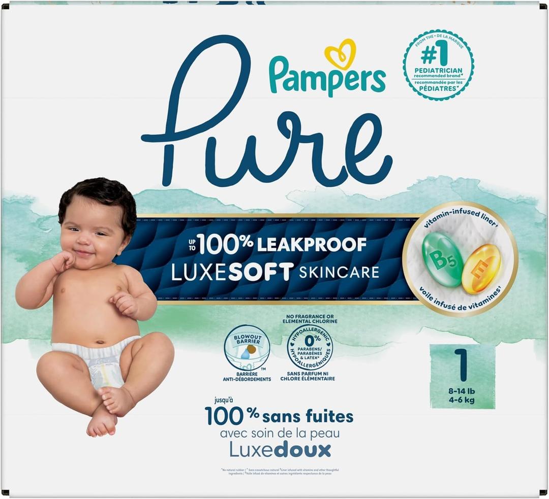Pampers Pure Protection Baby Diapers, Size 1 (8-14 lbs), 1 pc