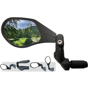 Hafny NEW Bar End Bike Mirror, HD Automotive Grade Glass Lens, Large Surface, Shatterproof, Multi-Angle Adjustable, E-Bike Mirrors (HF-M903RB-FR08) (HF-M903LS-FR08 (Left Side, Silver Glass))