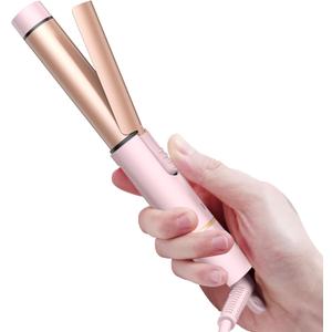 Mini Travel Curling Iron, European Travel Curling Iron Dual Voltage (100V-240V) Mini Size for Short Hair 1 inch, Portable Hair Curler with 30s Fast Heating Constant 180 for International (Pink)
