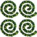 4 Strands Christmas Garlands 72 Feet Artificial Pine Garland Soft Greenery Wreaths with 160 Warm LED Lights for Christmas Indoor Outdoor Decoration