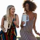 2 x 2-Pack Leak Proof Lid Replacement 40 oz, Only Fit for Stanley Quencher H2.0 Tumbler, Reusable Flip Straw Lid Top Cover for Stanley 40oz Cup Accessories, Replacement of Leaking Original Lids, Cream