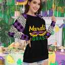 TMSD Women's Mardi Gras St Patrick's Day Sweatshirt Raglan Sleeve Crew Neck Top (Green, S)