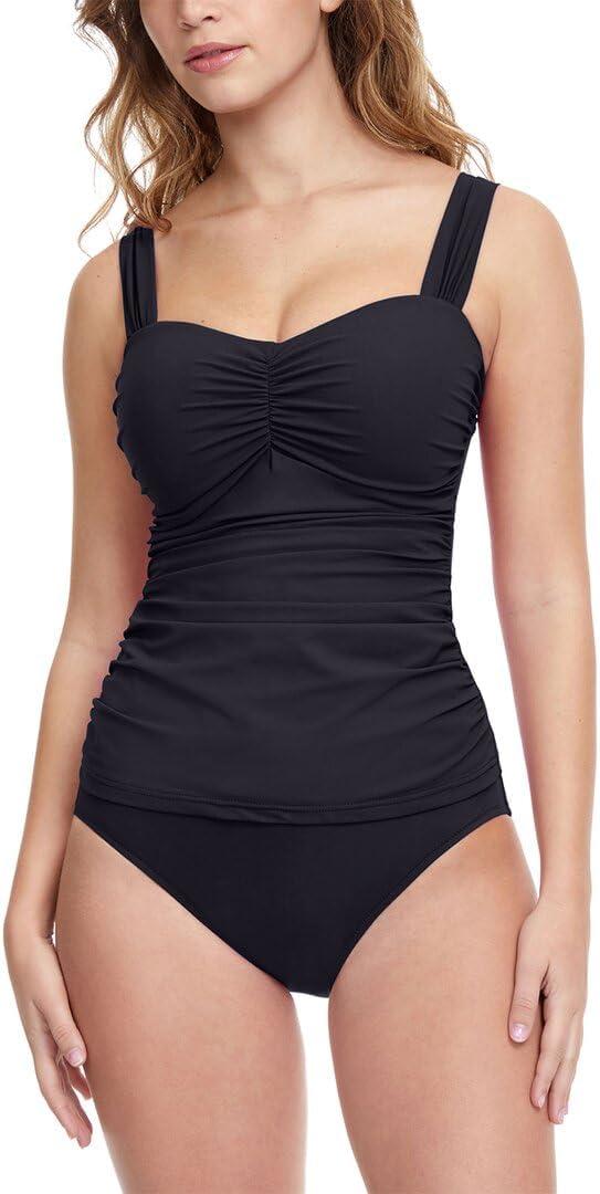Profile by Gottex Women's Sweetheart Cup Sized Tankini Top Swimsuit, Tutti Frutti Black, 36E