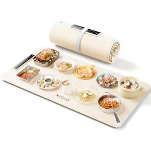 DIGIX Food Warming Mat Extra Large, XXL 36"x16", Warming Mat For Food, Food Warmer Chafing Dishes, Portable Food Warmers Trays for Parties Buffet, 4 Level Temp, 3 Timer Settings (Beige)