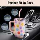 40 oz Leak-Proof Stainless Steel Insulated Tumbler with Smiley Face - Dual Drinking Lid & Portable Handle for Hot or Cold Drinks