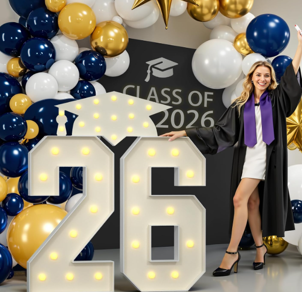 2026 Graduation Party Decorations, 4FT Light Up Number 26 for Graduation Decorations 2026, Graduations Marquee Light Up Numbers 4 Feet Tall, White