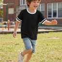 ZDC Boys Short Sleeve T Shirts 2026 Kids Summer Crewneck Color Block Tops Fashion Tees 5-14 Years Orange (Orange)