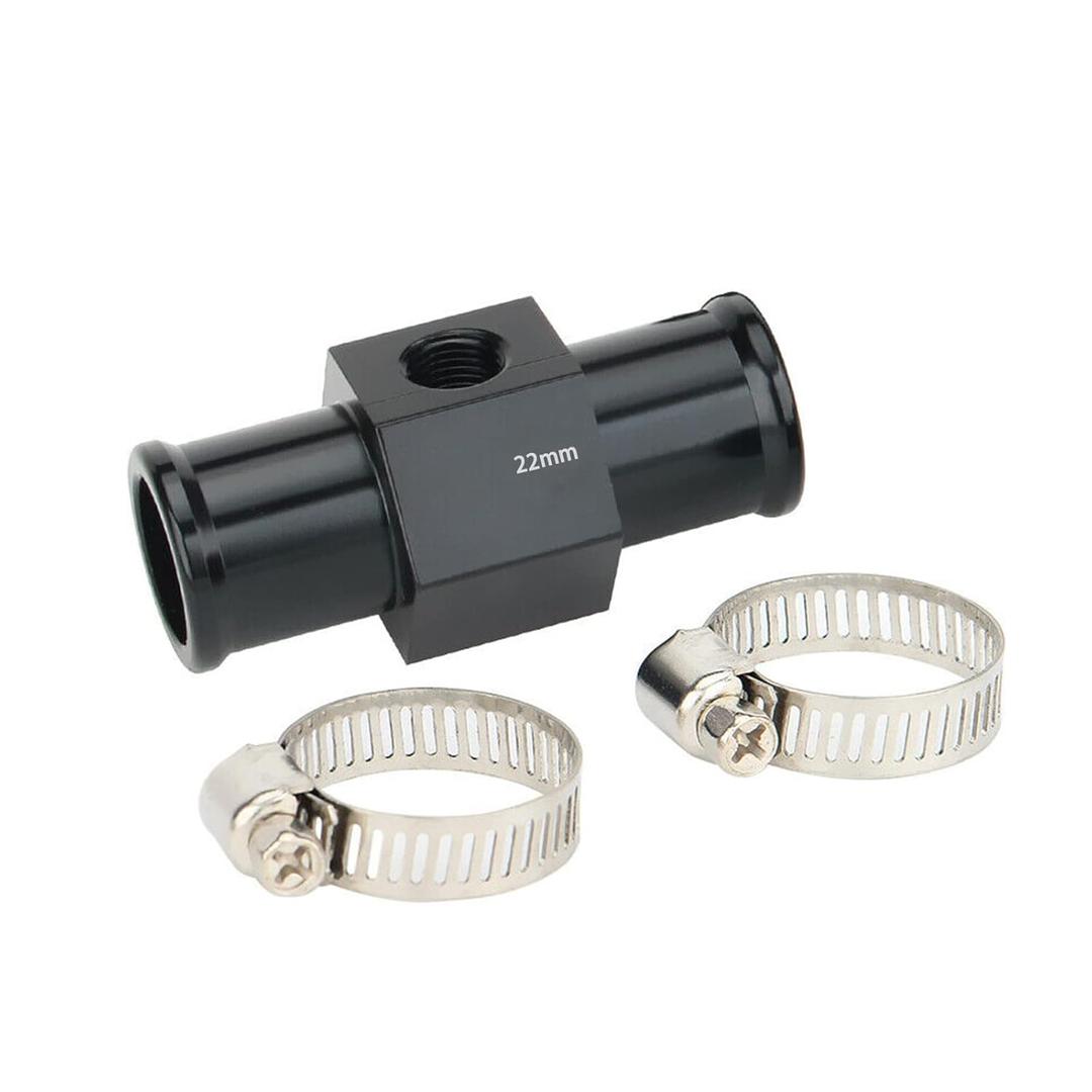 Black Aluminum Water Temp Meter Temperature Gauge Joint Pipe Radiator Sensor Adaptor Attachment Hose Clamps 22mm