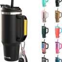 Frost Buddy Thicc Buddy - 40 oz Stainless Steel Vacuum Insulated Tumbler with Lid and Straw for Water - Travel Mug Cupholder Friendly - Gifts for Women Men Him Her (Black)