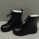 Soda FIRM - Lug Sole Combat Ankle Bootie Lace up w/Side Zipper (6, Black)