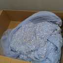 Women Sequin Beaded Mermaid Evening Gown Long Sleeve Prom Dress M