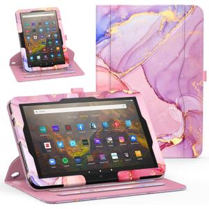 Tablet Case for All New 10 & 10 Plus, 360 Degree Rotating Stand Cover with Auto Sleep/Wake & Pencil Holder, Marble Rose Gold Tablet Case for All New 10 & 10 Plus, 360 Degree Rotating Stand Cover with Auto Sleep/Wake & Pencil Holder, Marble Rose Gold