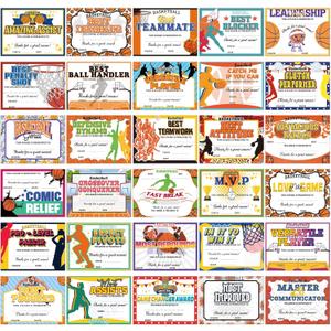 Fuyoooo 60 Pcs Sports Achievement Award Certificates Baseball Football Soccer Softball Basketball Certificates of Achievement for Encouraging Team Gift (Basketball)