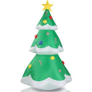 6.9 FT Lighted Inflatable Christmas Tree, Blow Up Yard Decorations with Built-in LED Lights for Holiday Party Front Yard Lawn Garden Decor